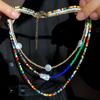 Collar de perlas de hueso con forma de hueso, estilo bohemio, de tres capas, con cuentas de arroz y caramelo de colores, para playa amazónica transfronteriza europea y americana.