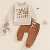 Traje de chándal con estampado de letras de manga larga para bebé, deportivo, casual, para Acción de Gracias, nuevo, Otoño e Invierno 2024, transfronterizo