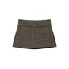 Ropa de mujer transfronteriza 2026 Estilo europeo y americano de moda versátil casual simple falda de cuadros con cinturón A37390