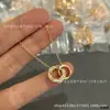 Collar de Doble Anillo de Oro V de Gama Alta para Mujer, Oro Rosa de 18K con Serie de Diamantes, Cadena para Clavícula, Artesanía de Precisión CNC, Baño de Oro Grueso que No se Desvanece, Estilo Ins