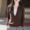 Suéter de punto fino para mujer, nueva colección otoño/invierno 2026, diseño color block, estilo falso dos piezas, cuello polo, top base a la moda