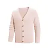 Ropa de punto nueva para hombre transfronteriza, informal de negocios ligera, cárdigan de punto con botones, cuello en V, punto engrosado, tops para hombre