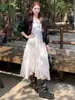 Falda corta de retazos de encaje con volantes asimétricos, tiro alto, estilo francés, nueva colección de otoño para mujer, falda corta tipo pétalo fluida