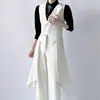 Chaleco traje blanco de manga larga para hombre y mujer, corte ajustado, entallado a la cintura, con solapa de pico y cola de golondrina, adecuado para uniformes y ropa de actuación.