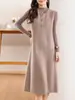 Chaleco de Lana con Cuello Redondo Falda para Mujer de Longitud Media por Encima de la Rodilla Sin Mangas Vestido Suéter Otoño e Invierno Tejido Holgado Adelgazante Chaleco Vestido