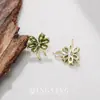 Brincos de Tarraxa Borboleta Zircônia Verde Oliva Fresco da Moda Exquisitos Leve Luxo Estilo Floresta Doce Flor Elfo Menina Brincos
