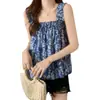 Camisola sin mangas con estampado de cangrejo de cinco rayas Nuevo Pantalón corto de cintura alta Floral francés Dulce y fresco Ropa para mujer Transfronterizo