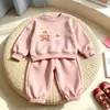Novo Conjunto de Roupa Infantil Fofo Desenho Animado Moletom com Gola Redonda Calça Jogger Moda Casual Meninos Meninas Bebê Conjunto de Duas Peças