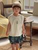 58008 camiseta de verano sin mangas nueva para niños con estampado de Joker Pantalones cortos de mezclilla ropa infantil al por mayor casual diario coreano