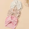 Touca de Tricô Jacquard Elástico para Bebês Recém-Nascidos Laço Grande Gorro Macio Chapéu Indiano de Bebê Touca de Saco