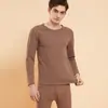 Conjunto de Roupa Térmica de Lã de Camelo para Inverno Masculino, Roupa Íntima Camada Base com Forro de Fleece Plus Size, Roupa Térmica Feminina no Atacado