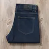 Jeans para Hombre de Pierna Recta, Estilo Casual Básico Versátil, Cintura Media-Alta, Azul Oscuro, Elásticos, Transpirables, Ultra Delgados, de Verano