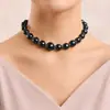 Joias Europeias e Americanas Coloridas de Luxo Leve com Micro Diamante Imitação Pérola Barroca Colar Feminino Versátil com Contas Ins