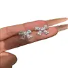 Pendientes de Encaje con Lazo y Estampado de Leopardo en Esmalte Azul Estilo Coreano para Mujer, Accesorios Dulces y Geniales de Alta Gama, Joyería de Oreja de Nicho