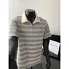 2026 Verano Estilo Americano Camisa Polo Rayada en Contraste Manga Corta para Hombres y Mujeres Holgada Retro Ropa de Trabajo Top Casual Camiseta Ins