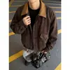 Otoño 2026 Nuevo Chaqueta Abrigo de Cuero PU Tie-dye Bloque de Color Retro para Hombre Marca de Tendencia Superior para Hombre