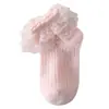 Meias Infantis de 25 Anos com Renda Respirável de Malha, Meias Princesa Lolita para Meninas, Meias Curtas Finas Delicadas de Renda Estilo Ins