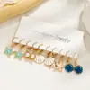 Conjunto de Brincos de Moda Transfronteiriços Europeus e Americanos com Designs de Estrela-do-Mar, Vieiras e Pérolas Artificiais, Brincos Casuais de Nicho para Verão na Praia para Mulheres