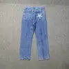 Corteiz Alcatraz Jeans Transfronterizos Chaqueta Bordada de Estrella High Street Pantalones Cortos Vintage Desgastados Pantalones de Cinco Puntos de Moda
