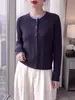 Cardigan de Punto Fino con Cuello Redondo de Manga Larga para Mujer Bloque de Color Trenzado Falso Dos Piezas Otoño/Invierno 2026