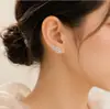 Pendientes de Ala de Ángel de Plata de Ley S925 para Mujer, Accesorios para Orejas de Ala Tachonados de Diamantes, Versátiles y Elegantes, Estilo Europeo y Americano, Aretes Adelgazantes