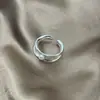 Anel aberto plissado com pérola de estilo indiferente para mulheres Brincos versáteis ajustáveis de nicho de alta qualidade
