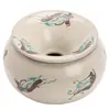 Cenicero de alta gama estilo Ru, cenicero de cerámica estilo chino con tapa, evita que las cenizas se dispersen, adecuado para uso en el hogar y la oficina, mesa de centro, y como cuenco de agua o recipiente para residuos de té.