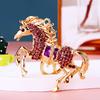 Chaveiro Cavalo do Zodíaco Cravejado de Diamantes Metal Fofo Pingente para Bolsa Feminina Anel de Chaveiro Pingente de Pônei Presente