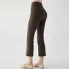 Calça de yoga de sete pontos com micro-bota cobre as panturrilhas e modela as pernas, cintura alta, controle de barriga, calça esportiva para corrida ao ar livre, calça tubarão, para usar fora