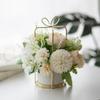 Conjunto de Flores Artificiais Escandinavas Cerâmica Vaso Dourado Rosa Planta Artificial em Vaso Decoração de Casa Falso