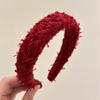 Diadema de esponja de lana de color puro de estilo coreano de alta gama para otoño e invierno con elegante calavera alta y cara, pequeña horquilla para mujer.