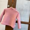 Camiseta de Capa Base para Niñas de Otoño e Invierno, Elegante Camiseta Infantil Moderna de Dibujos Animados con Forro Polar Grueso Integrado y Cuello Medio Alto