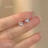 Brincos Yun Xiaoshu de Prata S925 Estilo Doce Versão Q Estrela e Lua para Mulheres, Brincos de Planeta Azul Claro Versáteis de Nicho da Moda para Meninas