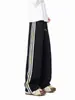 Calça de Moletom Cinza Retrô Americana Masculina Outono Casual ao Ar Livre Calças Esportivas Coloridas com Listras Calças Pesadas Retas de Perna Larga