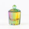 Nueva taza de cristal colorida transfronteriza, taza octogonal para decoración de uñas con tapa, taza de cristal con forma de encaje, taza de lavado de bolígrafo colorida.