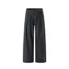 Calça casual de botões frontais plissada estilo Old Money para homens, cor sólida, perna larga até o chão, vibe moderna