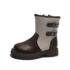 Botas de Cano Alto Confortáveis com Solado Macio para Meninas 2026 Outono/Inverno Novo Estilo Botinhas de Couro Versáteis e Estilosas para Crianças Pequenas/Grandes Botas de Moda para Crianças