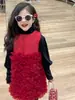 Invierno 2024 nuevo ropa infantil coreana para niñas Año Nuevo chaleco de malla tipo pastel vestido capa de lana