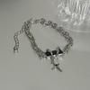 Pulsera de circón de doble capa de estilo coreano ins de moda, diseño nicho, gema negra enrollada, pulsera para parejas/novias, regalo para mujeres