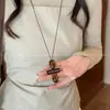 Collar Colgante de Anillo Largo Asimétrico Retro para Mujer Cadena de Suéter de Cuello Halter Ajustable Estilo Étnico Accesorios de Alta Gama