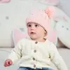 Chapéus Infantis em Estoque Outono e Inverno Bebê Quente Torcido Pulôver Chapéu Cor Sólida Atacado Lã Bola Dupla Bebê Novo Estilo