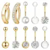 Amazon Transfronterizo Europeo y Americano Más Vendido Set de 10 Piezas Doble Circonita Clavo de Ombligo Botón de Ombligo Acero Inoxidable Joyería para Piercing Anillo de Ombligo