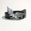 Estilo Nuevo Transfronterizo Águila Occidental Extiende Sus Alas Decoración de Remaches Versátil Moda Casual Cuero de PU Unisex Cinturón de Cintura