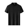 Camisa POLO de seda de hielo de 195 g, secado rápido, color liso, camiseta de manga corta para exteriores, ropa de trabajo con logotipo bordado