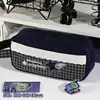 Estuche de lápices portátil con un estilo vintage, de nicho, suave, ribete de encaje, bolsa de papelería de lona con lunares, bolsa de lápices portátil para estudiante