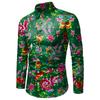 2025 Exportación Nueva Camisa Casual Multicolor para Hombre Flor Grande del Noreste Manga Larga Moda Delgada Solapa Camisa de Moda
