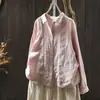 Camisa de Mujer Nuevo Estilo Principios de Otoño 2026 Doble Capa Gasa de Algodón Encaje Empalmado Estilo Artístico Retro Camisa Suelta