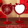 Espejo de Maquillaje de Dote de Boda Caja de Regalo Par Rojo Alegría de la Partida de la Novia Dote de la Novia Suministros de Boda Lista Completa
