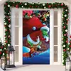 Cubierta de Puerta Decoración de Dibujos Animados del Grinch Cubierta de Puerta Navideña Monstruo Verde Grinch Tela Colgante Tapiz Fondo de Cubierta de Puerta