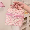 Bolsa de Maquillaje Grande de Cerezas Frescas y Femeninas, Organizador de Cosméticos Portátil para Viaje, Neceser con Tapa abatible